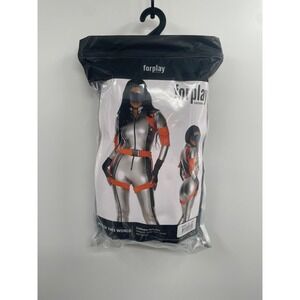 Forplay Out of This World Sexy Astronaut Costume Women L/XL Silver Zip Front NWT